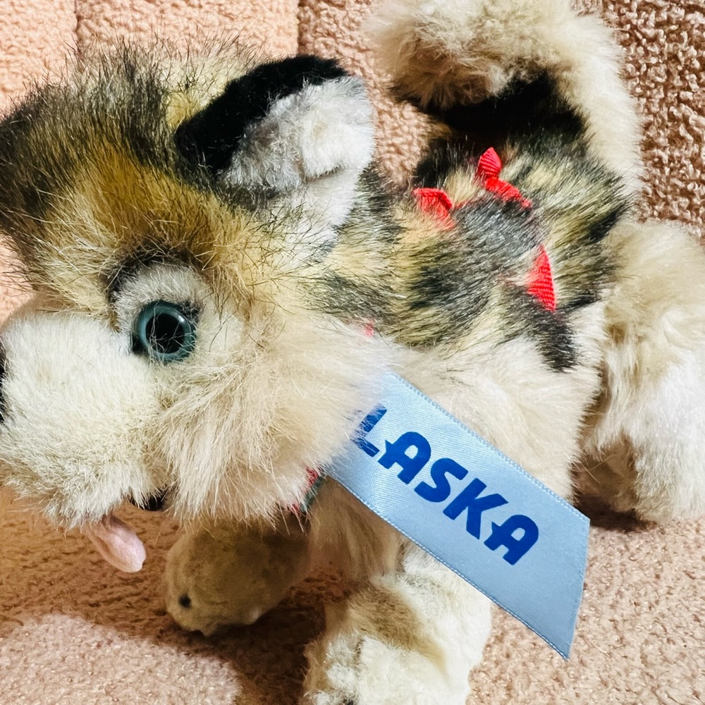 Plush Husky Stuffed Animal - Cream and Black